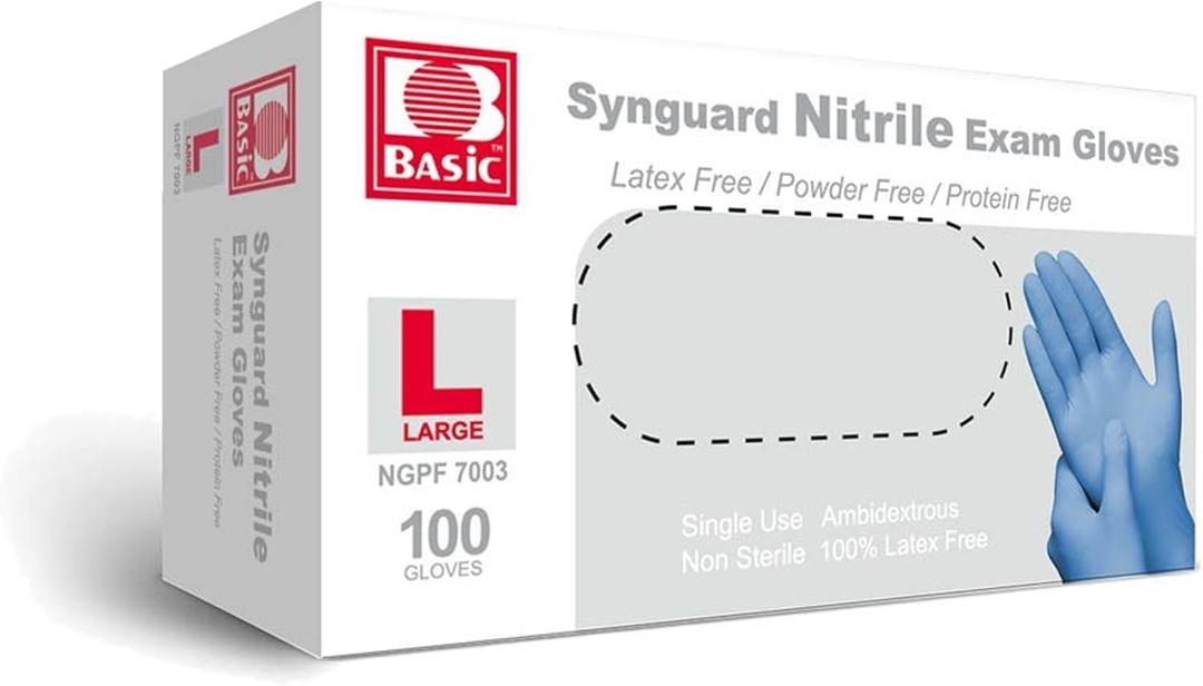 Medical Nitrile Exam Gloves - Latex-Free & Powder-Free & Non-Sterile, Disposable Gloves (pack of 100, Blue) (Large (Blue))