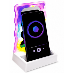 Orbit Wavy LED Light and Mirror Phone Holder is a multifunctional phone stand featuring a vibrant LED glow, a built-in mirror, and a trendy wave design for hands-free viewing
