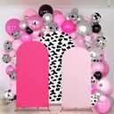 3 Sets Cow Theme Party Arch Backdrop Cover Cow Birthday Party Decorations Spandex Backdrop Stand Cover 4ft, 5ft, 6ft for Birthday Banquet Ceremony(Pink)