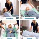 Improvia Positioning Bed Pad, with 8 Reinforced Handles, Quick-Drying, Washable, Waterproof, for Lifting, Turning, Transfering, Elderly and Incontinence Patients (Green, Pack of 2)