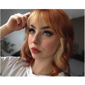Short Wavy Curly Bob Wig with Bangs Ginger Brown Mixed 613 Blonde Highlights Color Glueless Heat Resistant Synthetic Wig Full Wig For Women Girls Fashion 14 Inch