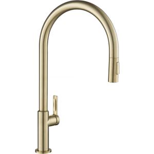 KRAUS Oletto High-Arc Single Handle Pull-Down Kitchen Faucet in Spot Free Antique Champagne Bronze, KPF-2821SFACB