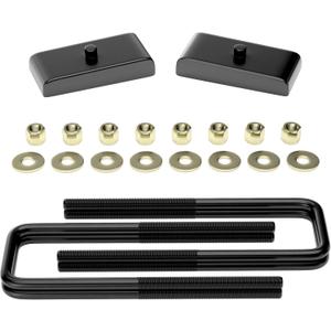 Richeer 1 InchLift Block Compatible With 1999-2019 Silverado 1500 GMC Sierra 1500, 1'' Rear Leveling Lift Kits with Extended Square U-Bolts Raise The Rear of Your Pickup By 1''