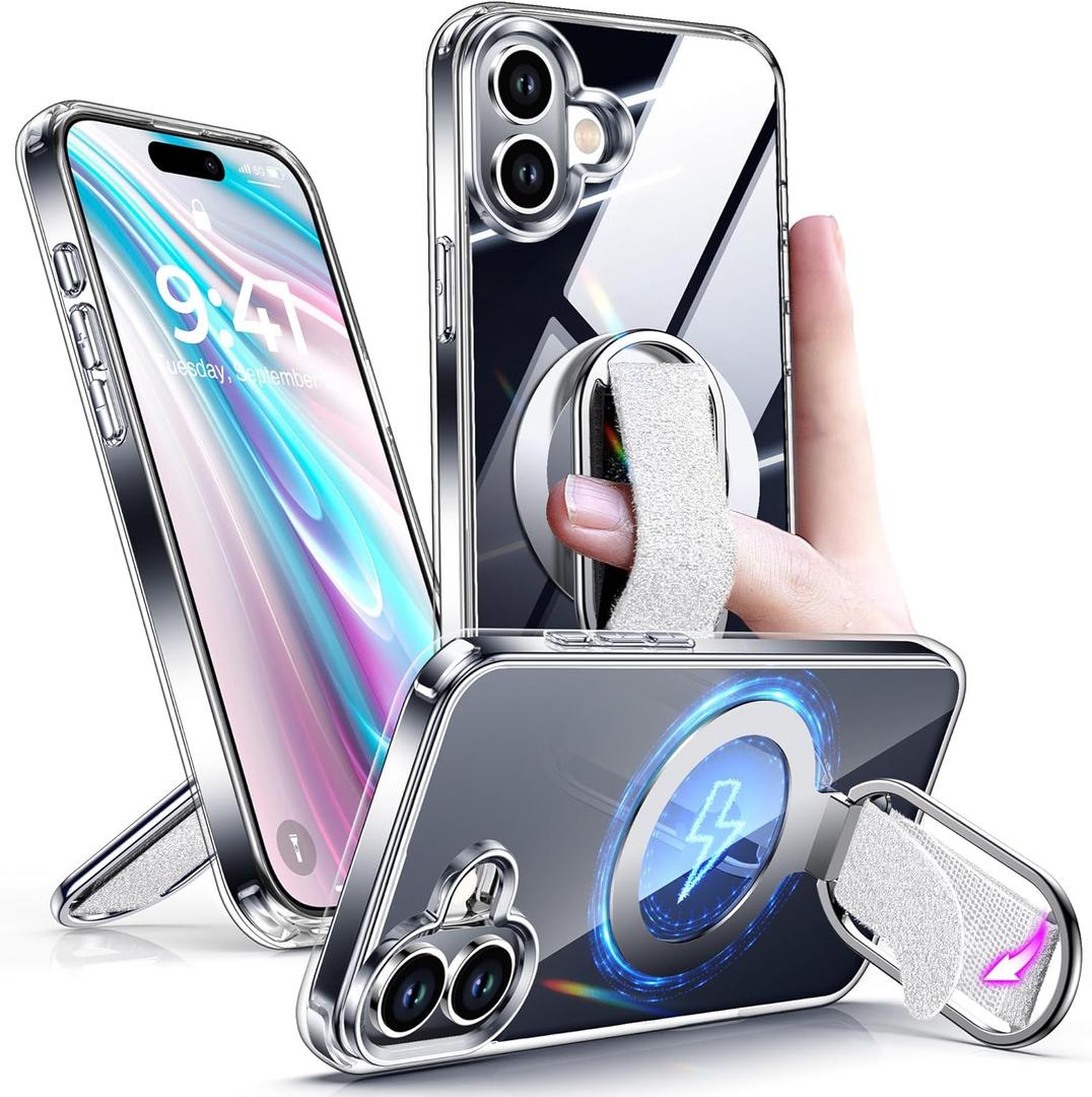 Shields Up for iPhone 17 Case with Stand, 17 Phone Case Clear with Ring Holder & Phone Grip [Compatible with MagSafe] Shockproof Protective Cover for iPhone 17 6.3 inch, Clear