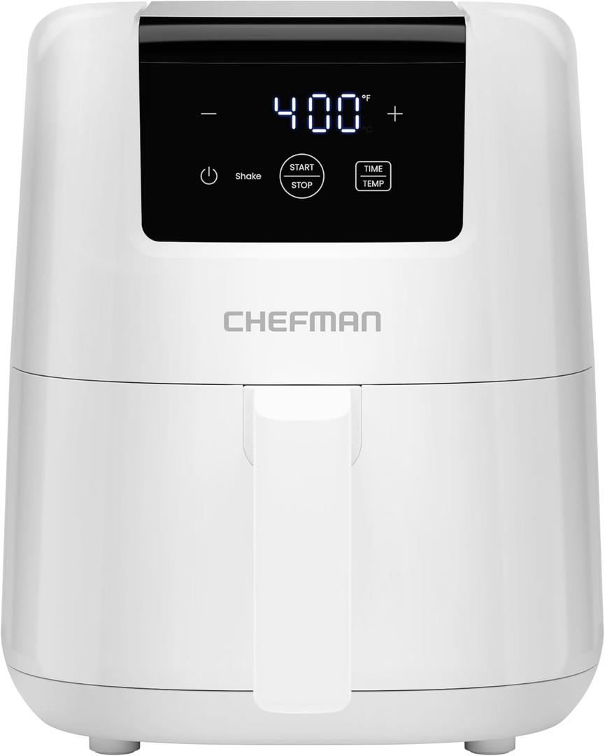 CHEFMAN 2 Qt Mini Air Fryer  Digital Space-Saving Compact Air Fryer with Nonstick and Dishwasher Safe Basket, Quick & Easy Meals in Minutes, Features Digital Timer and Shake Reminder  White