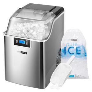VIVOHOME Nugget Ice Maker Countertop, Pebble Ice Maker Machine with 44lbs/Day, Portable Soft Chewable Ice Maker with Self-Cleaning, Scoop, 10PCs Ice Bags for Home, Kitchen, Camping, RVs