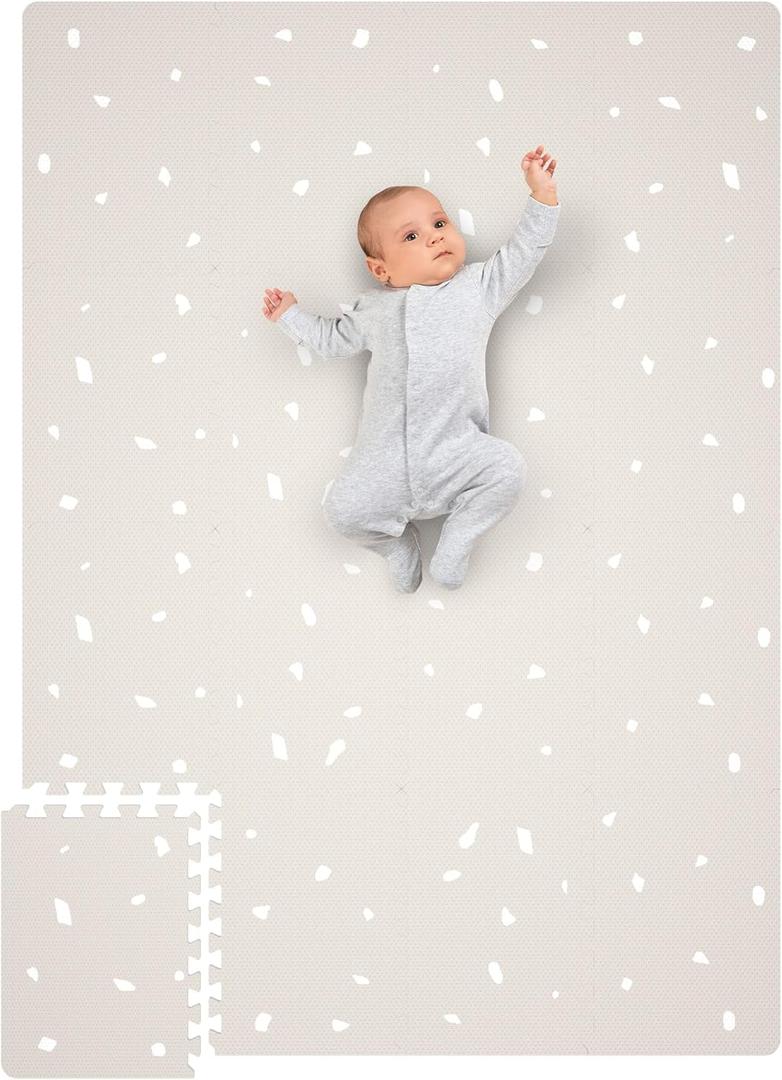 ZICOTO Stylish Baby Play Mat - Soft, Easy to Clean Floor Creates A Safe Area The Perfect Modern Foam Playmat Fits Nicely with Kids Playroom Or Home Decor, 67''x48'', (zic-pm-sand_22-224a)
