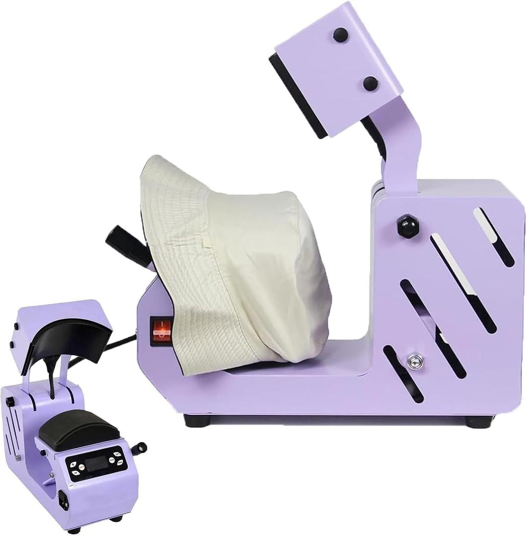 Auto Hat Heat Press Machine, Cap Sublimation Transfer Press with 2pcs Interchangeable Hat Pads for Adult Hats and Children's Hats