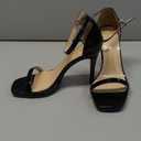 Elisabet Tang Women's 4.3 Inch Platform High Heeled Sandals Strappy Stiletto Open Square Toe Heel with Ankle Strap at Wedding Party Prom Work Dating (7.5, Black)