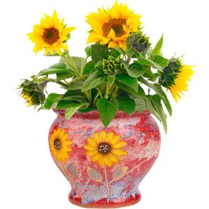 Sungmor Ceramic Hand Painted Succulent Flower Pots, 9 Inch Large Pottery Pots for Indoor Outdoor Plants, Decorative Ceramic Vase for Flower Arrangement Home Decor, Vintage Centerpieces Flowerpot