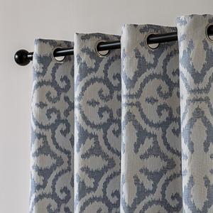 SLEEP ZONE Blackout Curtains for Bedroom and Living Room, Curtains & Drapes with Thermal Insulation for Room Darkening, Blue and White Jacquard 360GSM Window Curtain Panels (42 x 63 Inch)