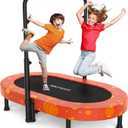 ANCHEER 56" Double Mini Trampoline for Kids, Mini Rebounder with 5-Level Adjustable Handle, Parent-Child Trampoline for Kids, Max Load 220lbs, Fun for Indoor/Outdoor (LE-Red Lantern)