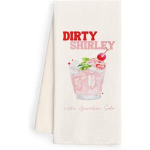 WFSM Dirty Shirley Cocktail Funny Kitchen Towels, Bar Towels for Home Bar Kitchen, Funny Kitchen Decor, Dish Towels for Kitchen Drying, Bar Cart Accessories and Decor, 16x24 Inches, 095-XS-MJ-1