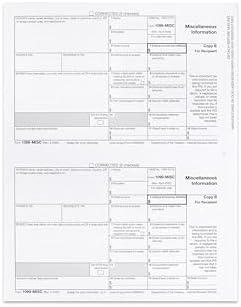 1099 MISC Laser 'Copy B' Recipient 2025, 50 Recipients of Laser MISC COPY B Forms, Compatible with QuickBooks and Accounting Software, 25 sheets