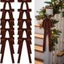 Reddish Brown 24 Pcs Velvet Bows Christmas Tree Ornaments Valentines Day Bows Decoration for Garland Home Coquette Wedding Decor (9 x 13 Inch,Width of 1)