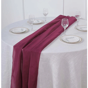 BEDDEB 29x120 Inches 5 Pack Burgundy Table Runner 10Ft Chiffon Table Runner for Wedding Sheer Table Runner Romantic Tulle Table Runner for Birthday Party Bridal Baby Shower Table Decoration
