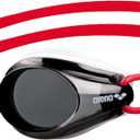 Arena Tracks Unisex Junior Youth Essential Racing Swim Goggles Kids Swimmers Young Racers 6-12 Anti-Fog Coated Non-Mirror Lens, Smoke/White/Red