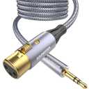 XLR to 3.5mm Cable 6ft Microphone Cable Unbalanced 1/8 inch to XLR Female Microphone Cord for Camcorders, DSLR Cameras, Computer Recording Device-Grey