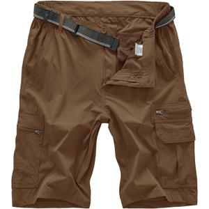 Jessie Kidden Mens Outdoor Casual Expandable Waist Lightweight Water Resistant Quick Dry Fishing Hiking Shorts (29, Coffee)