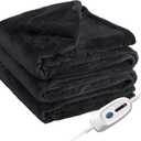 Electric Heated Blanket Full Size 72"x84", Fast Heating Blanket, Soft Cozy for Bed, 10 Hours Auto Off & 4 Heating Levels, Heater Blankets, Machine Washable, Warm Gifts for Grandma -Black