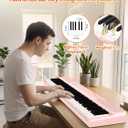 TERENCE V50 Portable 88 Key Weighted Keyboard,Upgraded Foldable Keyboard Piano 88 Keys with 2*15W Speakers,Touch-Sensitive Panel,Video&Audio Recording,MIDI,Pedal Support for Beginners&Advancer(Pink)