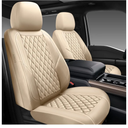 Premium Leather Car Seat Covers Full Set,Universal Fit for Cars,Trucks&SUVs,Waterproof Car Seat Cushion,Full Coverage Car Seat Protector with 5 Seats,Beige (Rear seat cover)