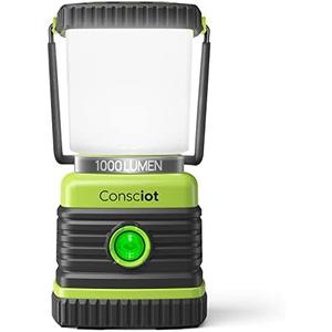 LED Camping Lantern, Consciot Battery Powered LED Lantern Flashlight, 1000LM, 4 Light Modes, IPX4 Waterproof, Survival Kits for Indoor Outdoor, Emergency Light for Home Power Outages, Hurricane, Storm