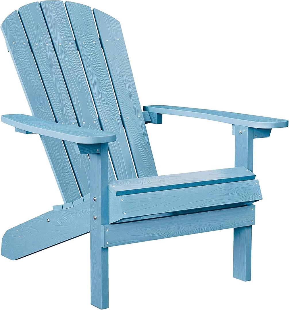 YEFU Adirondack Chair Plastic Weather Resistant, Patio Chairs, Looks Exactly Like Real Wood, Widely Used in Outdoor, Fire Pit, Deck, Outside, Garden, Campfire(Blue)