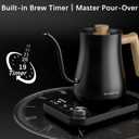 Gooseneck Electric Kettle, Electric tea Kettles, 1 Temperature Control for Pour-Over Coffee & Tea Brewing, Stainless Steel Inner, Quick Heating, Boil Hot Water, 1200W/0.8L (Black Wooden)