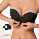 LUCKMEEY Women's Strapless Front Closure Push Up Bra, Non-Slip Removable Straps, Wireless Seamless, A-C Cup (Black, S)