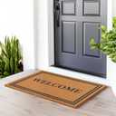 Barnyard Designs Natural Coco Coir Heavy Duty Backing Doormat - Large Cute Non-Slip Front Door Welcome Mat for Outside Entrance or Porch Entry, Brown (24x36, Welcome)