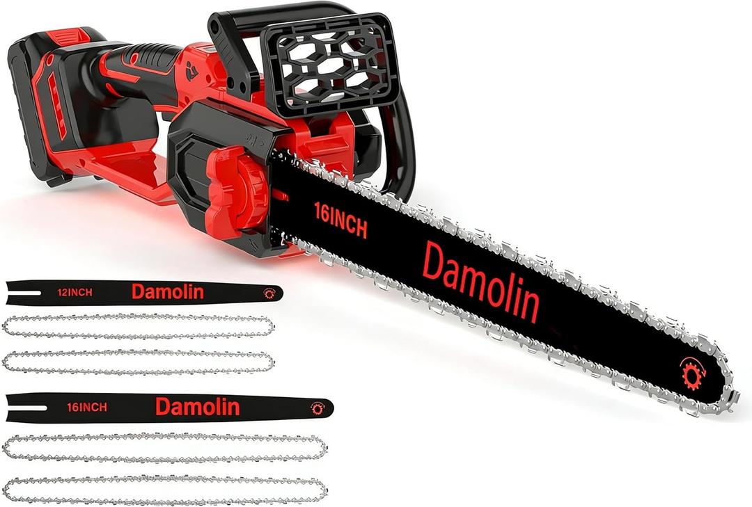 12"+16" 2-IN-1 Brushless Electric Chainsaw Cordless Compatible with Milwaukee M18 Battery, Battery Powered Chainsaw with Auto Oiler, 2x 12''+16'' Chains for Tree/Wood Cutting Pruning-ONLY TOOL