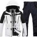Men's Ski Suit Waterproof Snowsuits Two Piece Snowboard Jacket and Pants Set Outdoor Winter Snow Suits Windproof,L