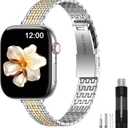 MioHHR Slim Metal Bands Compatible with Apple Watch Band Ultra3/2/1 Series 11 10 9 8 7 6 5 4 3 2 1 SE3/2/1, Thin Stainless Steel Strap for Women iWatch Band 49mm 46mm 45mm 44mm 42mm 41mm 40mm 38mm (Silver/Gold)