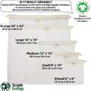 Simple Ecology Organic Cotton Mesh Laundry Bag; Machine Washing Bags for Delicates, Lingerie and Garments, Large 2 pack