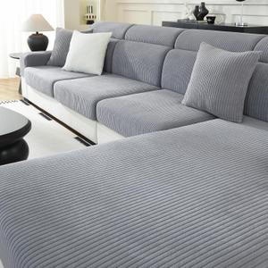 Sectional Couch Covers,Stretch Sofa Covers,Couch Covers for Washable,Soft Couch Cushion Covers,Anti Slip Furniture Protector for Pets(Dark Grey,1 Seaters)