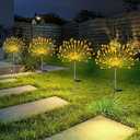 4 PCS Solar Firework Light, Outdoor Solar Garden Decorative Lights 120 LED Powered 40 Copper Wires String DIY Landscape Light for Walkway Pathway Backyard Christmas Decoration Parties (Warm White)