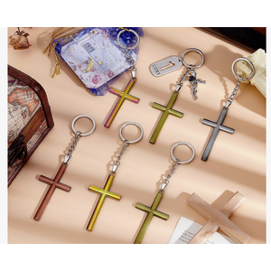PH PandaHall 6 pcs  Cross Keychains 2.6 Inch Pocket Crosses Jesus Keyrings Christian Key Chains for Nativity Party Baptism Favors Sister Gifts Metal Decorative Bible Key Charms