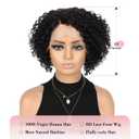 Short Lace Front Wigs Kinky Curly Human Hair Wig Glueless Side Part Brazilian Virgin Human Hair Curly Bob Wigs with Baby Hair for Black Women (Natural Color,10 Inch)