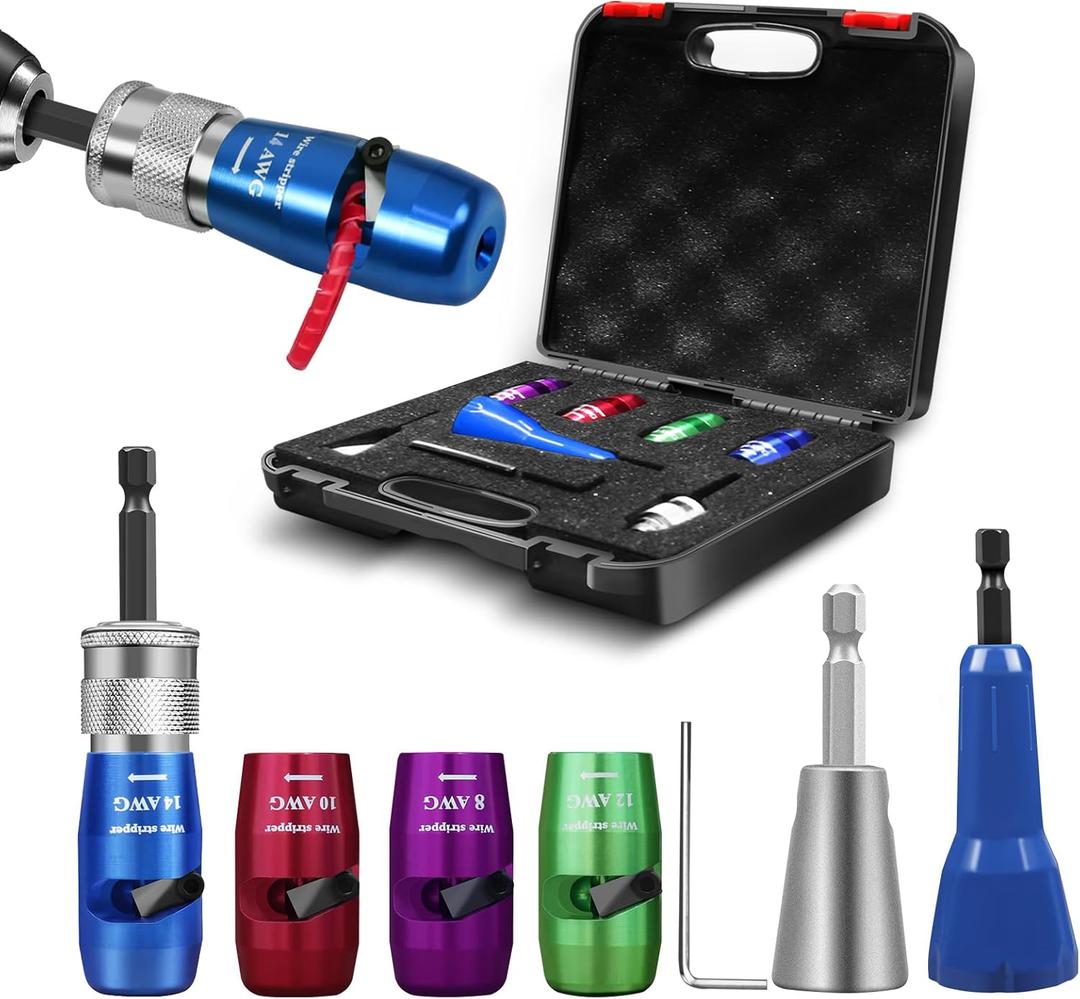 BURMONG Wire Twister & Stripper Tool for Drill  8/10/12/14 AWG, 2026 Upgraded Electrician Wire Stripping and Twisting Tool, Improve Work Efficiency 30 Times