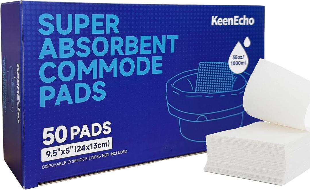 Super Absorbent Commode Pads 50 Count  Disposable Gel Pads for Bedside Commode Liners, Portable Toilets, Bedpans & Potty Chairs  Fast Absorption, No Mess, Medical Grade Protection