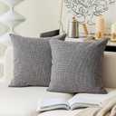 Kevin Textile Pack of 2 Decorative Linen Throw Pillow Covers, Soft Cushion Case, Square Pillowcase 18 x 18 Inch/45cmx45cm for Couch Sofa Bedroom, Dark Grey