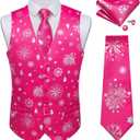 DiBanGu Mens Christmas Suit Vest and Tie Set for Men Waistcoats and Necktie Pocket Square Set for Prom Party S-3XL