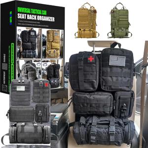 7 PACK Tactical Seat back organizer Truck organizer With 6 Detachable Pouches Universal For Car Truck Ford Jeep Military-Grade Heavier Panels With Multi-functional Packs (6 pack Black)