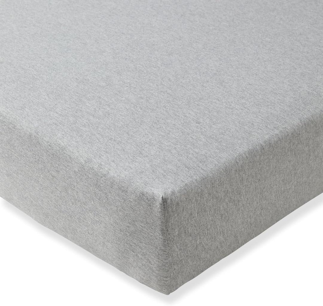 Burt's Bees Baby Essential Organic Cotton Fitted Crib Sheet, Breathable for Boy Girl Standard Crib & Toddler Mattresses (1-Pack, Heather Grey)