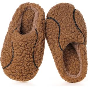 Kids Boys Girls Ball Sports Slippers Soft Plush Lined Winter Warm House Shoes Memory Foam Cozy Non-Slip Indoor Home Bedroom Slippers (12-13 Little Kid)