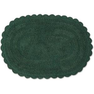 DII Crochet Collection Reversible Bath Mat, Small Oval, 17x24, Dark Green