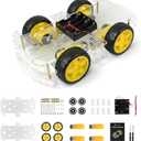 4WD Robot Car Chassis Kit with TT Motor, Battery Box, Acrylic Chassis and 4 Wheels for Robotics Projects, Smart Robot Chassis, Robots Car Platform for Arduino Raspberry Pi (4WD Robot Chassis)