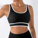 XUNYU Padded Sports Bras for Women Support Push Up Workout Tops Open Back Yoga Gym Bra U Back Crop Tank Top with Built in Bra (Black, M)