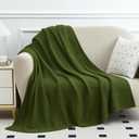 Aganear Knit Throw Blanket for Couch, Knit Throw for All Seasons, Soft Comfy Lightweight Cable Knitted for Living Room Bed Office Travel Boho Decor (60"x80", Olive Green)
